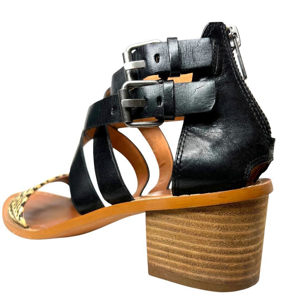 MADEWELL the Lora Leather Ankle Wrap Sandal in Black and Cream Women’s Size 6 - Picture 6 of 11